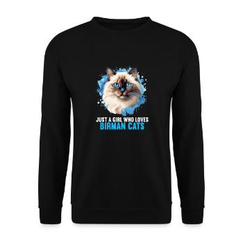 Birman Cat Birma Katze - Unisex Pullover - Schwarz - Vorne - Alina (178cm) & Michal (187cm)