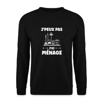 Humour faire le ménage - Sweat-shirt Unisexe - noir - Devant - Alina (178cm) & Michal (187cm)