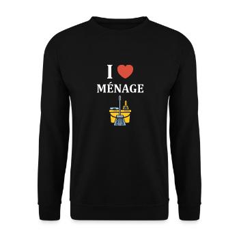 Humour faire le ménage - Sweat-shirt Unisexe - noir - Devant - Alina (178cm) & Michal (187cm)