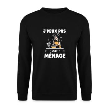 Humour faire le ménage - Sweat-shirt Unisexe - noir - Devant - Alina (178cm) & Michal (187cm)