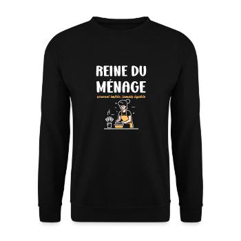 Humour faire le ménage - Sweat-shirt Unisexe - noir - Devant - Alina (178cm) & Michal (187cm)