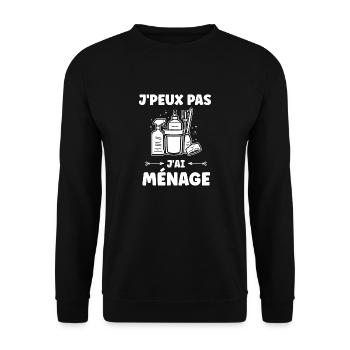 Humour faire le ménage - Sweat-shirt Unisexe - noir - Devant - Alina (178cm) & Michal (187cm)
