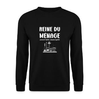 Humour faire le ménage - Sweat-shirt Unisexe - noir - Devant - Alina (178cm) & Michal (187cm)