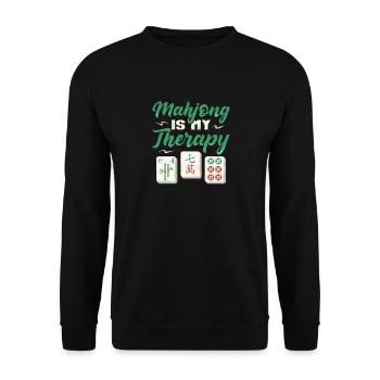 Mahjong-Spieler Mahjong ist meine Therapie chinesische Kachel - Unisex Pullover - Schwarz - Vorne - Alina (178cm) & Michal (187cm)