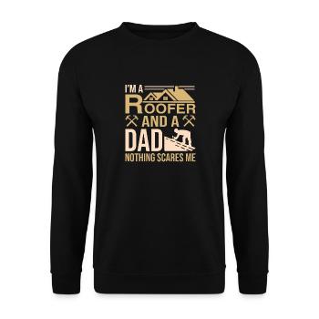 Couvreur papa couvreur ouvrier du bâtiment fête des pères - Sweat-shirt Unisexe - noir - Devant - Alina (178cm) & Michal (187cm)