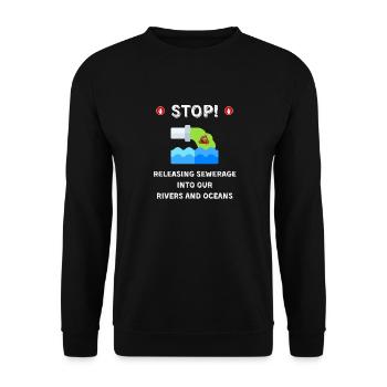 Drôle d’arrêt de l’environnement Pollution des égouts de - Sweat-shirt Unisexe - noir - Devant - Alina (178cm) & Michal (187cm)