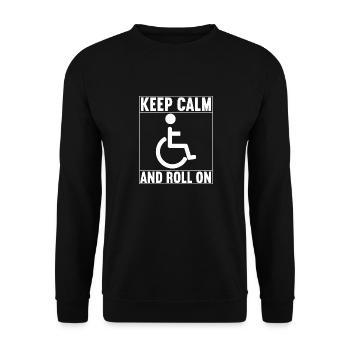 Rollstuhlfahrer Rollstuhl - Unisex Pullover - Schwarz - Vorne - Alina (178cm) & Michal (187cm)