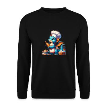 Dragon Boulanger, Dragon Confiseur, Dragon De Cuisson - Sweat-shirt Unisexe - noir - Devant - Alina (178cm) & Michal (187cm)
