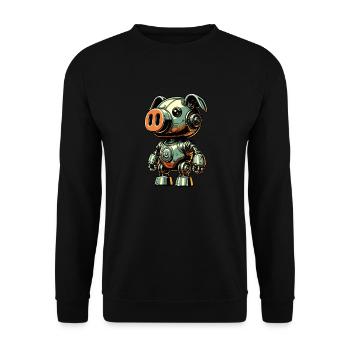 Pig Robot, Robot Pig - Unisex Sweatshirt - black - Front - Alina (178cm) & Michal (187cm)