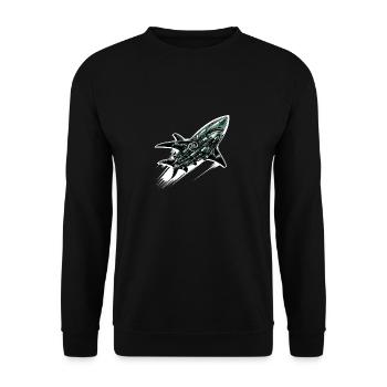 Robot requin - Sweat-shirt Unisexe - noir - Devant - Alina (178cm) & Michal (187cm)