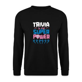 Quizabend Super Power Brettspielabend Gastgeber - Unisex Pullover - Schwarz - Vorne - Alina (178cm) & Michal (187cm)