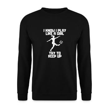 Fußballmannschaft Fußballdesign Fußballspieler - Unisex Pullover - Schwarz - Vorne - Alina (178cm) & Michal (187cm)