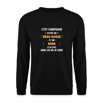 baba - Sweat-shirt Unisexe - noir - Devant - Alina (178cm) & Michal (187cm)