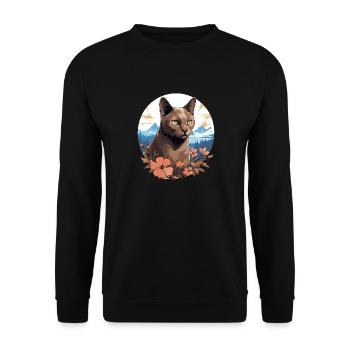 Chat birman Birmanie Katze - Sweat-shirt Unisexe - noir - Devant - Alina (178cm) & Michal (187cm)