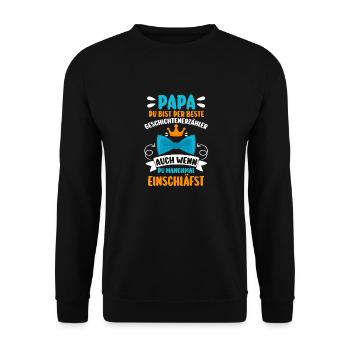 Vater Vatertag Papa - Unisex Pullover - Schwarz - Vorne - Alina (178cm) & Michal (187cm)