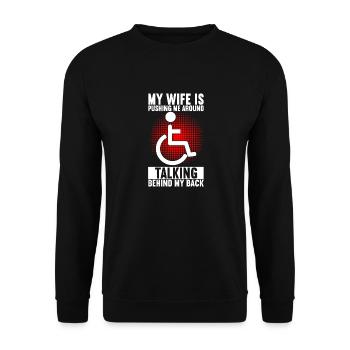 Wheelchair users Wheelchair - Unisex Sweatshirt - black - Front - Alina (178cm) & Michal (187cm)