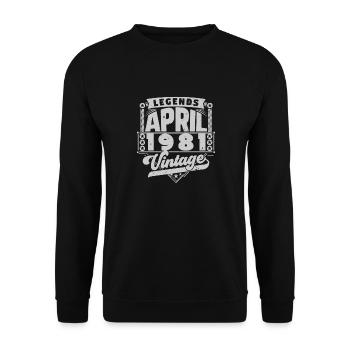 Cadeau Vintage Anniversaire avril 1981, avril 1981 - Sweat-shirt Unisexe - noir - Devant - Alina (178cm) & Michal (187cm)