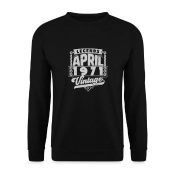 Cadeau Vintage Anniversaire avril 1971, avril 1971 - Sweat-shirt Unisexe - noir - Devant - Alina (178cm) & Michal (187cm)