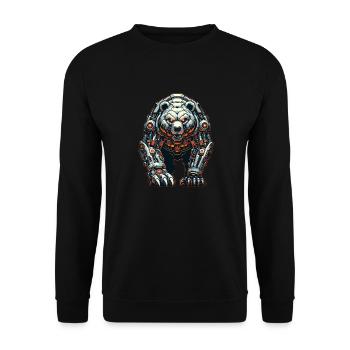 Bär Roboter - Unisex Pullover - Schwarz - Vorne - Alina (178cm) & Michal (187cm)