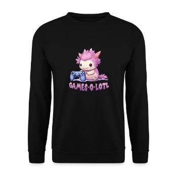 Kawaii Axolotl Gamer T | Anime Gamer T | Axolotl - Sweat-shirt Unisexe - noir - Devant - Alina (178cm) & Michal (187cm)