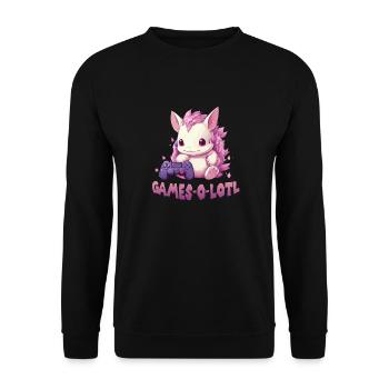 Axolotl Gamer Kawaii Stuff Axolotl Otaku Axolotl - Unisex Pullover - Schwarz - Vorne - Alina (178cm) & Michal (187cm)