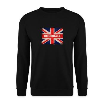 Rochdale Flag Pioneers Town Lancashire geboren gezüchtet - Unisex Pullover - Schwarz - Vorne - Alina (178cm) & Michal (187cm)