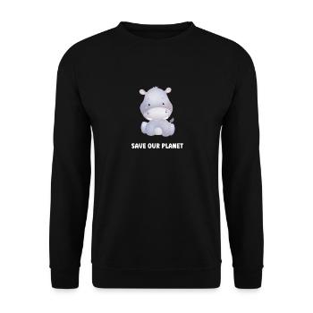Kinder Niedliches Und Entzückendes Nilpferd Für Kinder, die lieben - Unisex Pullover - Schwarz - Vorne - Alina (178cm) & Michal (187cm)