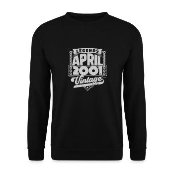 Cadeau Vintage Anniversaire avril 2001, avril 2001 - Sweat-shirt Unisexe - noir - Devant - Alina (178cm) & Michal (187cm)