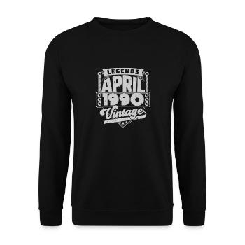 Cadeau Vintage Anniversaire avril 1990, avril 1990 - Sweat-shirt Unisexe - noir - Devant - Alina (178cm) & Michal (187cm)