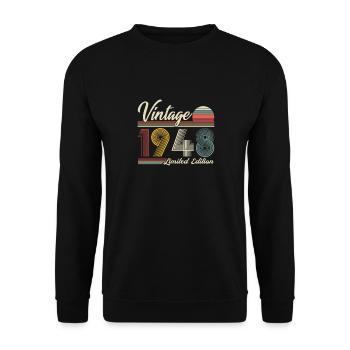 Millésime 1948 Vintage Cadeau Anniversaire - Sweat-shirt Unisexe - noir - Devant - Alina (178cm) & Michal (187cm)