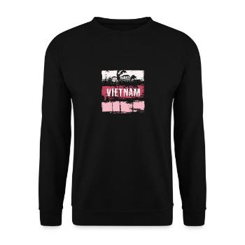 Vietnam Urlaub Souvenir Abstrakt Künstlerisch - Unisex Pullover - Schwarz - Vorne - Alina (178cm) & Michal (187cm)