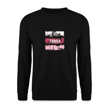 Tonga, Polynesien, Urlaubssouvenir, Zusammenfassung - Unisex Pullover - Schwarz - Vorne - Alina (178cm) & Michal (187cm)