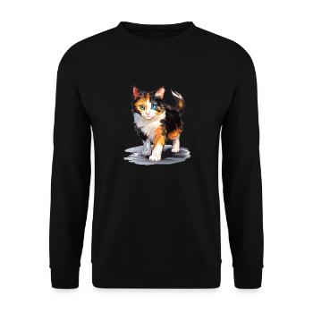 Chat calicot Chat porte-bonheur - Sweat-shirt Unisexe - noir - Devant - Alina (178cm) & Michal (187cm)