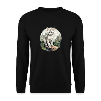 Burmilla Chaton Burmilla Chat - Sweat-shirt Unisexe - noir - Devant - Alina (178cm) & Michal (187cm)