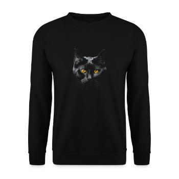 Schwarz Katze Gelbe Augen T-Shirt Katzen T-Shirt - Unisex Pullover - Schwarz - Vorne - Alina (178cm) & Michal (187cm)