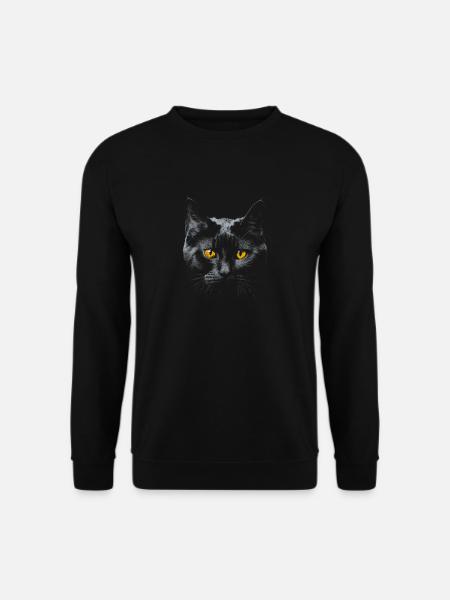 Schwarz Katze Gelbe Augen T-Shirt Katzen T-Shirt - Unisex Pullover - Schwarz