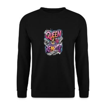 Reine de la télécommande, cadeau, détendez-vous - Sweat-shirt Unisexe - noir - Devant - Alina (178cm) & Michal (187cm)