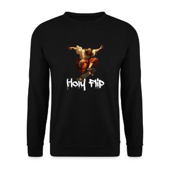 Holy Flip - Jesus Ollie Flip Skateboard - Unisex Sweatshirt - black - Front - Alina (178cm) & Michal (187cm)