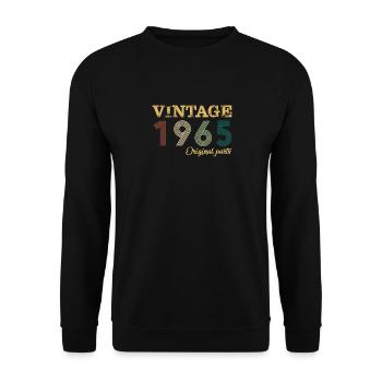Vintage 1965 Original Parts Year Of Birth Birthday - Unisex Sweatshirt - black - Front - Alina (178cm) & Michal (187cm)