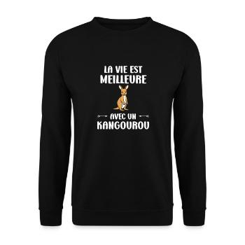 Humour kangourou - Sweat-shirt Unisexe - noir - Devant - Alina (178cm) & Michal (187cm)