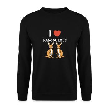 Humour petit kangourou - Sweat-shirt Unisexe - noir - Devant - Alina (178cm) & Michal (187cm)