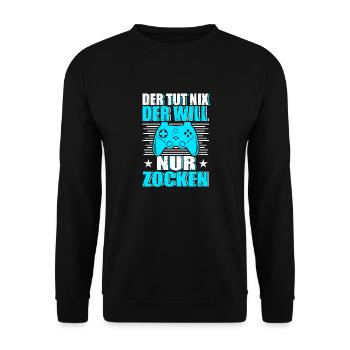 Il ne fait rien, il veut juste jouer, jouer, jouer - Sweat-shirt Unisexe - noir - Devant - Alina (178cm) & Michal (187cm)