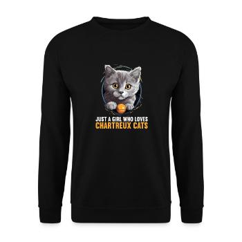 Chartreux Cat Carthusian Cat - Unisex Sweatshirt - black - Front - Alina (178cm) & Michal (187cm)