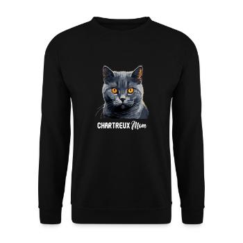 Chartreux Cat Carthusian Cat - Unisex Sweatshirt - black - Front - Alina (178cm) & Michal (187cm)