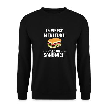 Humour sandwich - Sweat-shirt Unisexe - noir - Devant - Alina (178cm) & Michal (187cm)