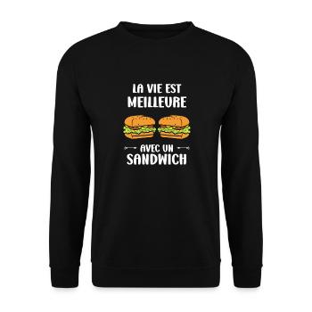 Humour sandwich - Sweat-shirt Unisexe - noir - Devant - Alina (178cm) & Michal (187cm)