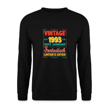 January 1993 Vintage Fantastic 31 Years Man - Unisex Sweatshirt - black - Front - Alina (178cm) & Michal (187cm)