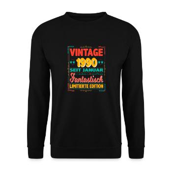 Janvier 1990 Vintage Fantastique 34 Ans Homme - Sweat-shirt Unisexe - noir - Devant - Alina (178cm) & Michal (187cm)