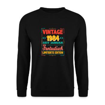 Januar 1984 Vintage Fantastisch 40 Jahren Mann - Unisex Pullover - Schwarz - Vorne - Alina (178cm) & Michal (187cm)