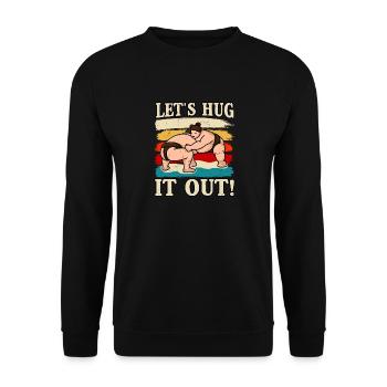 Lass es uns umarmen Sumo - Unisex Pullover - Schwarz - Vorne - Alina (178cm) & Michal (187cm)